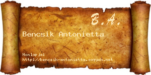 Bencsik Antonietta névjegykártya